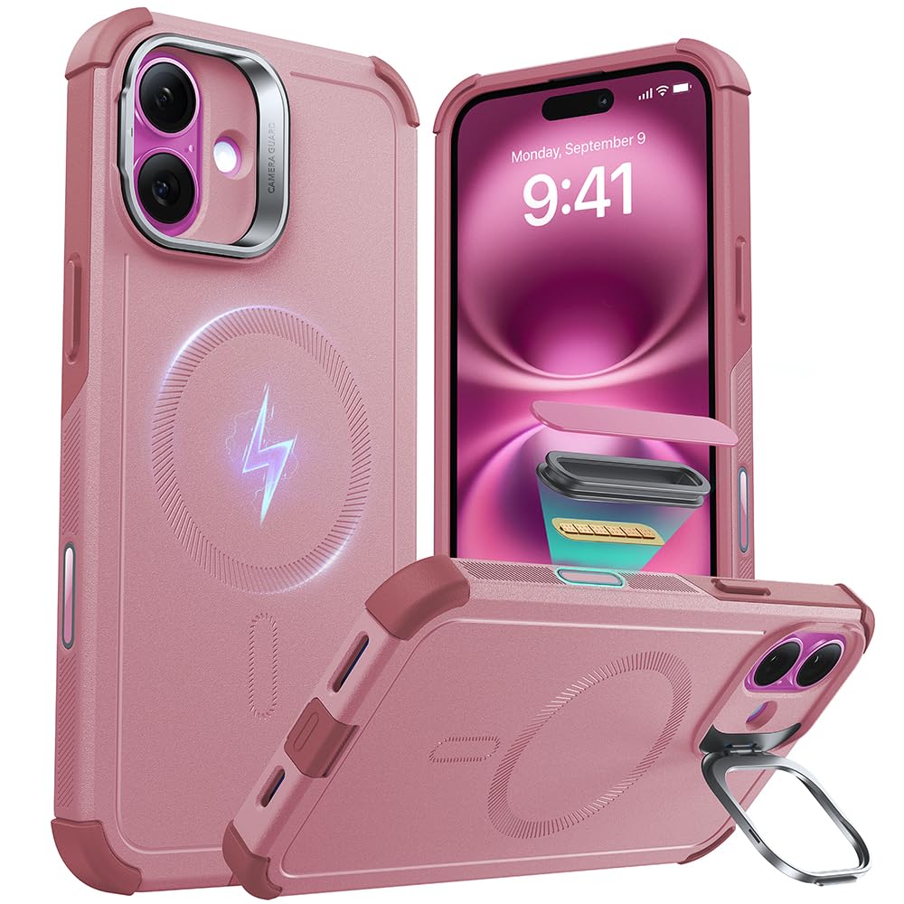 ESR for iPhone 17 Pro Max Case with Stash Stand, 7X Military-Grade Drop Protection with Camera Control, Shock-Absorbing Phone Rugged Cover, Compatible with MagSafe Accessories, Cyber Series, Black
