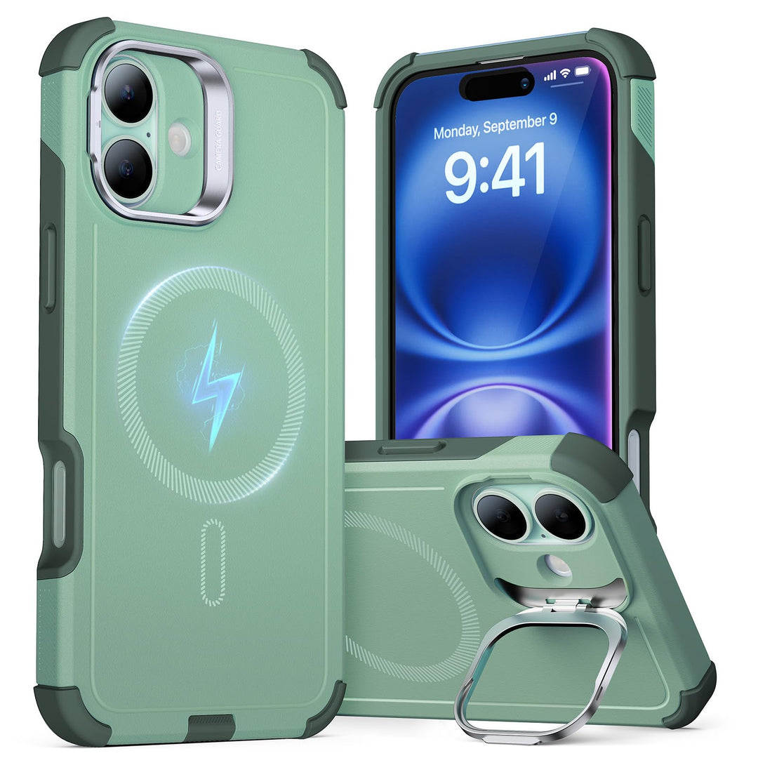 ESR for iPhone 17 Pro Max Case with Stash Stand, 7X Military-Grade Drop Protection with Camera Control, Shock-Absorbing Phone Rugged Cover, Compatible with MagSafe Accessories, Cyber Series, Black