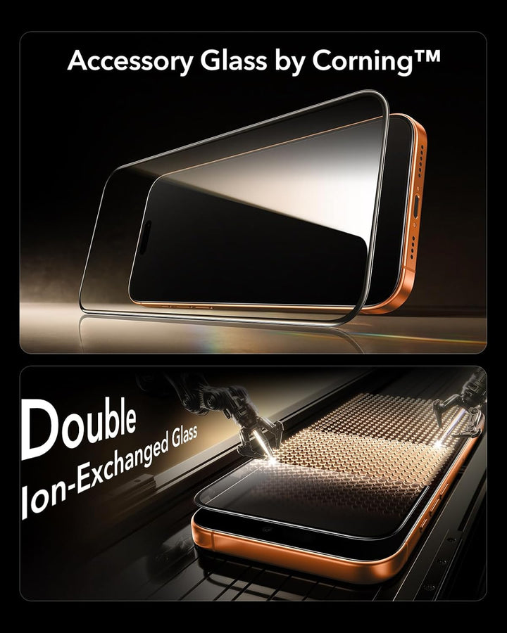 ESR Accessory Glass by Corning™ 3 Pack 9H+ Glass for iPhone 17 Pro Max Screen Protector, Military Grade Shatterproof & Durable with UltraFit Tray