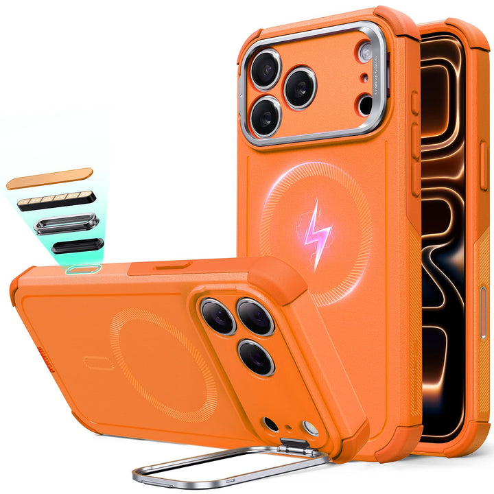 ESR for iPhone 17 Pro Max Case with Stash Stand, 7X Military-Grade Drop Protection with Camera Control, Shock-Absorbing Phone Rugged Cover, Compatible with MagSafe Accessories, Cyber Series, Black