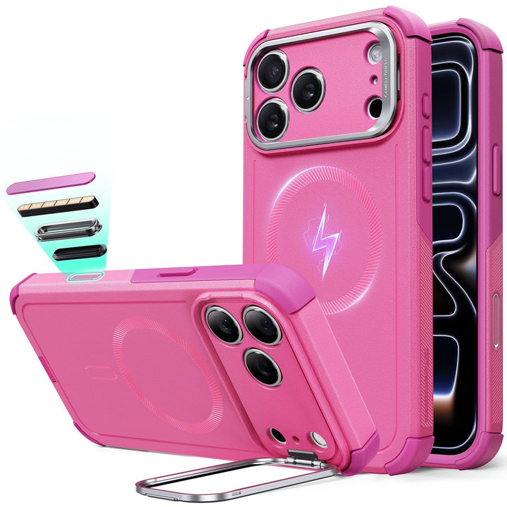 ESR for iPhone 17 Pro Max Case with Stash Stand, 7X Military-Grade Drop Protection with Camera Control, Shock-Absorbing Phone Rugged Cover, Compatible with MagSafe Accessories, Cyber Series, Black