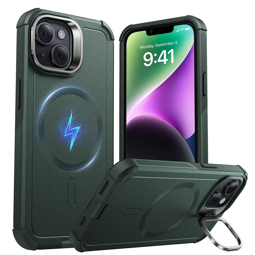 ESR for iPhone 17 Pro Max Case with Stash Stand, 7X Military-Grade Drop Protection with Camera Control, Shock-Absorbing Phone Rugged Cover, Compatible with MagSafe Accessories, Cyber Series, Black