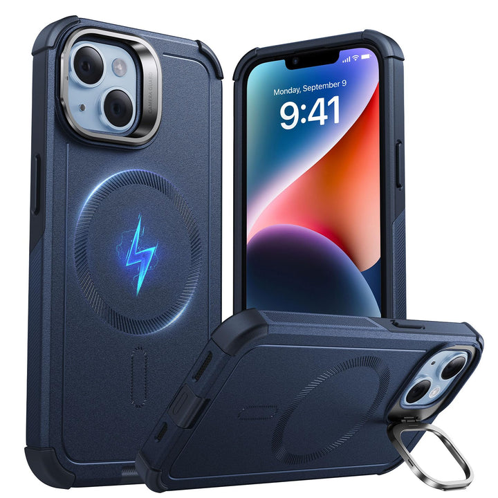 ESR for iPhone 17 Pro Max Case with Stash Stand, 7X Military-Grade Drop Protection with Camera Control, Shock-Absorbing Phone Rugged Cover, Compatible with MagSafe Accessories, Cyber Series, Black