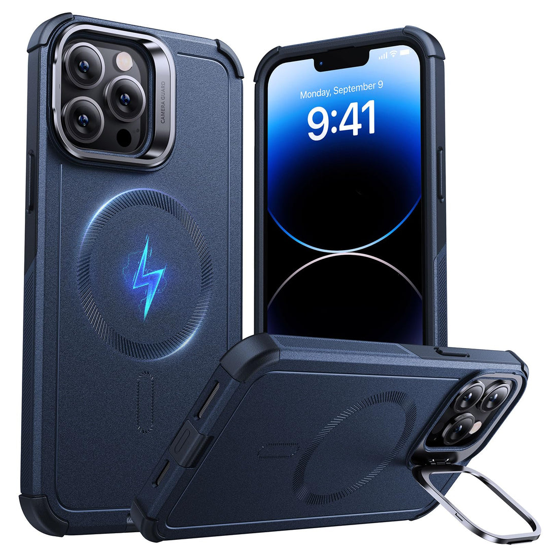 ESR for iPhone 17 Pro Max Case with Stash Stand, 7X Military-Grade Drop Protection with Camera Control, Shock-Absorbing Phone Rugged Cover, Compatible with MagSafe Accessories, Cyber Series, Black