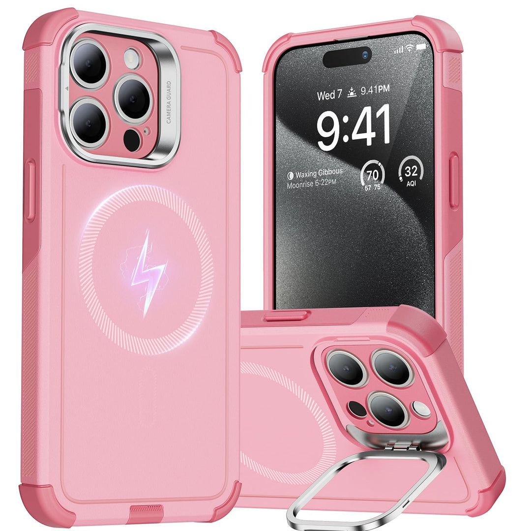 ESR for iPhone 17 Pro Max Case with Stash Stand, 7X Military-Grade Drop Protection with Camera Control, Shock-Absorbing Phone Rugged Cover, Compatible with MagSafe Accessories, Cyber Series, Black