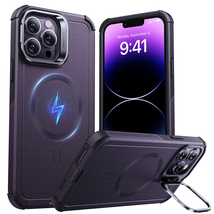 ESR for iPhone 17 Pro Max Case with Stash Stand, 7X Military-Grade Drop Protection with Camera Control, Shock-Absorbing Phone Rugged Cover, Compatible with MagSafe Accessories, Cyber Series, Black