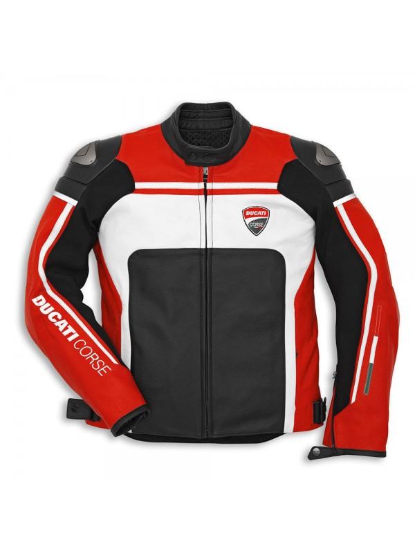 Ducati Corse Mens Style Leather Motorcycle Jacket