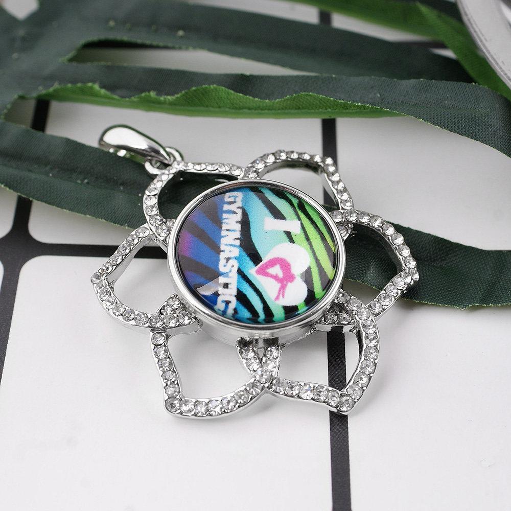 Glass Domed Snap - Snap Jewelry - I Love Gymnastics - Gymnastics Love