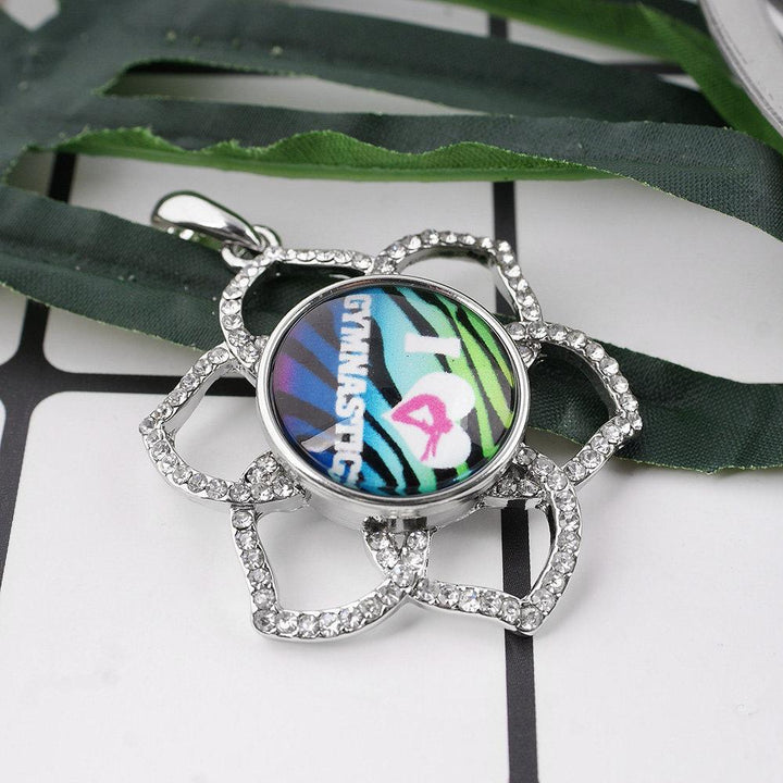 Glass Domed Snap - Snap Jewelry - I Love Gymnastics - Gymnastics Love